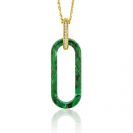 ZINZI grote ovale hanger 38mm in trendy malachiet groen en luxe goldplated hangoog ZIH2456G (zonder collier)