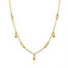 ZINZI gold plated zilveren schakelketting met vier witte zirkonia's en 3 ronde bolletjes, gelijkmatig verdeeld over de ketting 42-45cm ZIC2658