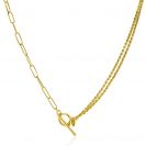 ZINZI gold plated zilveren multi-look ketting 42cm met twee trendy schakels en kapittel-sluiting ZIC2380
