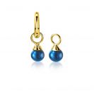 ZINZI gold plated zilveren oorbedels parels blauw 6mm ZICH1749BG (zonder oorringen)