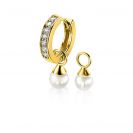 ZINZI gold plated zilveren oorbedels parels wit 6mm ZICH1749WG (zonder oorringen)