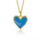 ZINZI gold plated zilveren hanger hart 15mm met blauw emaille ZIH2314B (zonder collier)