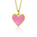 ZINZI gold plated zilveren hanger hart 15mm met roze emaille ZIH2314R (zonder collier)