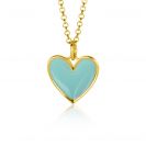 ZINZI gold plated zilveren hanger hart 15mm met turquoise emaille ZIH2314T (zonder collier)