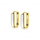 ZINZI gold plated zilveren luxe oorringen rechthoek vorm met wit emaille 15x4mm ZIO2339W