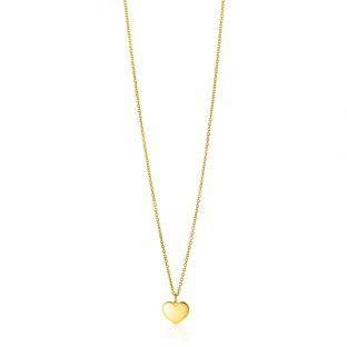 ZINZI Gold 14 krt gouden ketting 43cm met hart hanger 8mm ZGC312