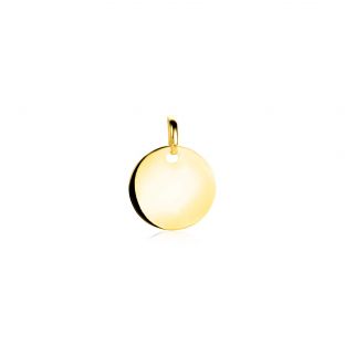 12mm ZINZI Gold 14 krt gouden hanger met trendy glanzend rond plaatje van 12mm ZGH397-12 (zonder collier)