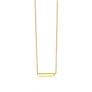 ZINZI Gold 14 karaat gouden collier plaatje glad 42cm ZGC176