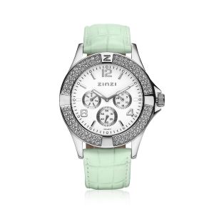 ZINZI Watch witte plaat mintgroene band UNO13