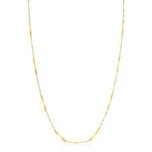 ZINZI Gold 14 krt gouden fijne massieve schakelketting met dertien lange gladde plaatjes 45cm ZGC490
