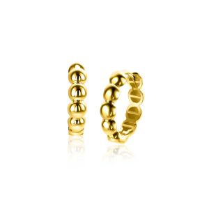 15mm ZINZI Gold 14 krt gouden oorringen met bolletjes design met luxe klapsluiting 15mm x 3,3mm buis ZGO508
