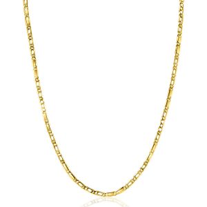 ZINZI Gold 14 karaat gouden massieve ketting met valkenoog schakels en glimmende plaatjes 2,6mm breed 41-43cm ZGC499
