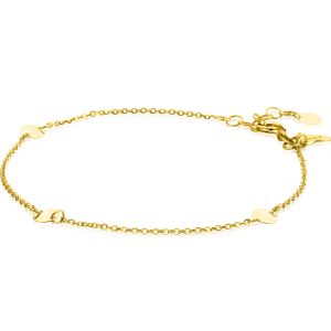 ZINZI Gold 14 krt gouden armband met subtiele jasseron schakels en drie ronde gladde plaatjes 5mm breed 18-20cm ZGA444
