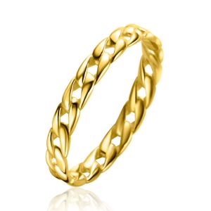 ZINZI Gold 14 krt gouden ring met trendy gourmet schakel 3mm breed ZGR448
