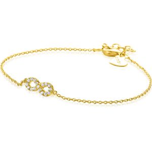 ZINZI gold plated zilveren armband met Infinity teken, vol bezet met witte zirconia's 17-19cm ZIA2597Y