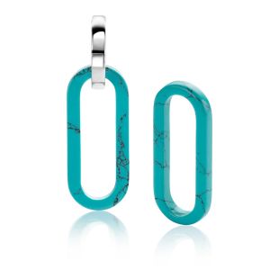 30mm ZINZI grote ovale oorbedels in trendy turquoise blauw ZICH2456T (zonder oorringen)