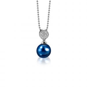 ZINZI zilveren parelhanger 18mm witte zirconia's blauwe parel ZIH1151B (zonder collier)