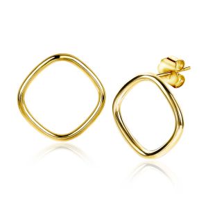 ZINZI zilveren trendy oorstekers 14K geel verguld 23mm vierkant open ZIO2094G