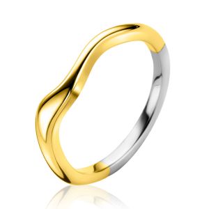 ZINZI gold plated zilveren ring organisch gevormd 3,5mm breed ZIR2627G