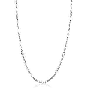 ZINZI zilveren schakelketting met gourmet en vierkante schakels met rechthoekige zetting witte zirconia 42-45cm ZIC2519