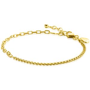 ZINZI gold plated zilveren multi-schakelarmband met gourmet en paperclip schakels 2,7mm breed ZIA2468G