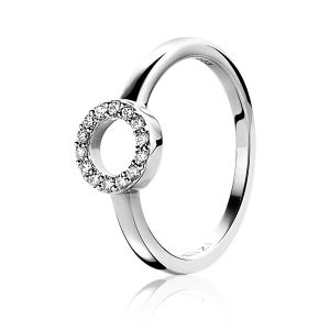 ZINZI zilveren ring rond open wit ZIR1063