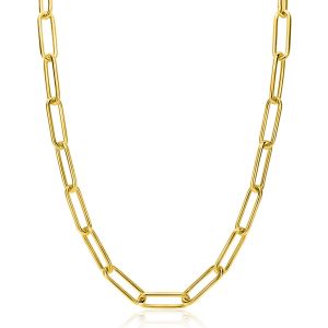 ZINZI gold plated zilveren schakelketting 45cm met schakels van 7mm lang ZIC2533G