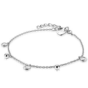 ZINZI zilveren armband bolletjes ronde witte zirconia 18-20cm ZIA2192