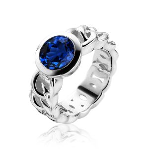 ZINZI zilveren ring gourmet donkerblauw ZIR1101B