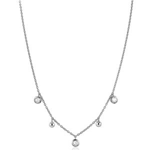 ZINZI zilveren ketting 45cm bolletjesronde witte zirconia ZIC2192