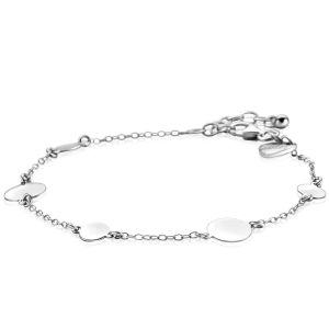 ZINZI zilveren armband met gladde ronde plaatjes, afwisselend in grootte 18-21cm ZIA-BF89