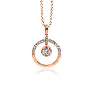 ZINZI zilveren hanger rosé verguld open rond wit 18mm ZIH1813R (zonder collier)