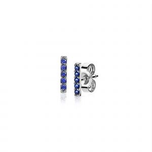 ZINZI zilveren oorknoppen staafje blauw 8mm ZIO1689B