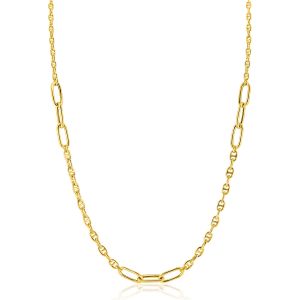 ZINZI gold plated zilveren marine schakel ketting, gecombineerd met grotere ovale schakels 42-45cm ZIC2413G