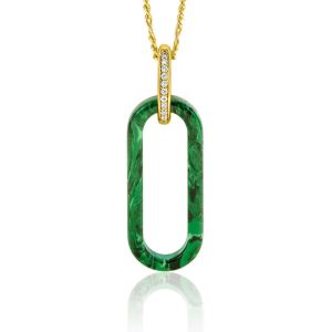 ZINZI grote ovale hanger 38mm in trendy malachiet groen en luxe goldplated hangoog ZIH2456G (zonder collier)