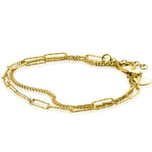 ZINZI gold plated zilveren multi-look armband met gourmet en paperclip schakels ZIA2367G