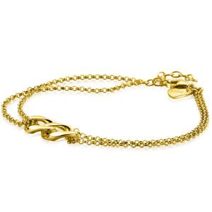 ZINZI gold plated zilveren multi-look armband met twee grote gourmet schakels 9,5mm breed ZIA2331