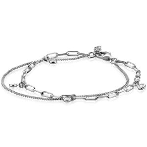 ZINZI zilveren multi-look armband met gourmet en paperclip schakels, bezet met vier ronde zirconia's ZIA2362