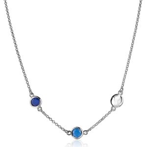 ZINZI zilveren fantasie ketting met ronde zettingen blauw/kobalt 42-45 cm ZIC-BF43
