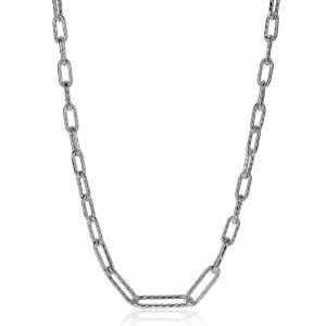 ZINZI zilveren collier met paperclip schakels bewerkt 50cm ZIC-BF52
