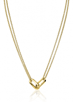 ZINZI zilveren ketting 14K geel verguld 45cm ovale sluitringen ZIC2215G