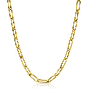 ZINZI gold plated zilveren ketting 45cm met 5,5mm brede paperclip schakels ZIC2286G