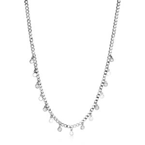 ZINZI zilveren gourmet ketting met bungelende ronde gladde plaatjes en witte zirconia's 40-45cm ZIC2349