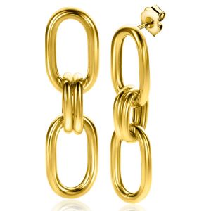 ZINZI gold-plated zilveren grote ovale oorsieraden 50mm met trendy paperclip schakels ZIO2350G
