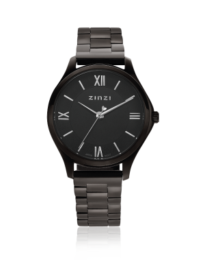 ZINZI Classy Mini horloge 30mm zwarte wijzerplaat zwarte stalen kast en band ziw1237
