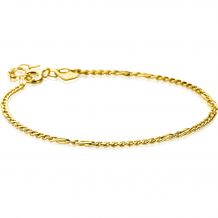 ZINZI Gold 14 karaat gouden massieve gourmet armband met valkenoog schakels 2mm breed 17-19cm ZGA498
