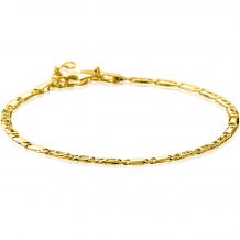 ZINZI Gold 14 karaat gouden massieve armband met valkenoog schakels en glimmende plaatjes 2,6mm breed 17-19cm ZGA499
