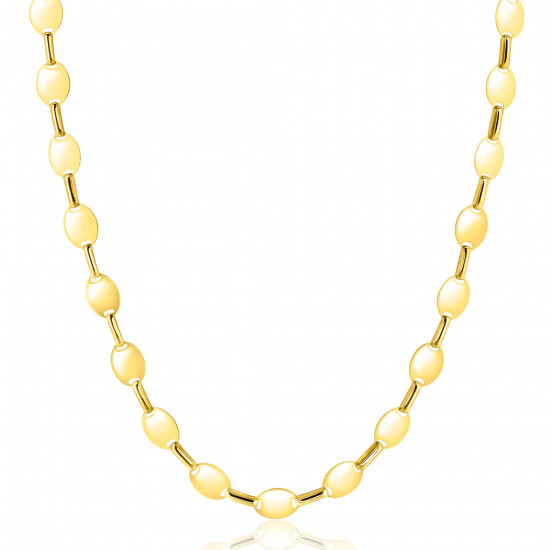 ZINZI Gold 14 karaat gouden massieve schakel-ketting met gladde ovale plaatjes 6mm breed 45cm ZGC496
