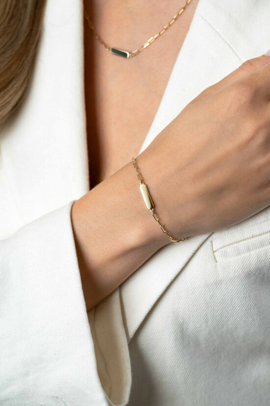 ZINZI gold plated zilveren armband met paperclip-schakels en glanzend rechthoekig plaatje om te graveren 16,5-19,5cm ZIA2530G