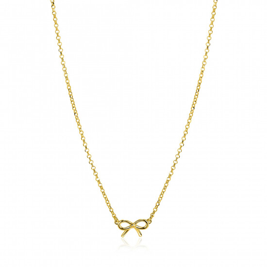 ZINZI gold plated zilveren jasseron ketting met strikje 41-45cm ZIC-BF124